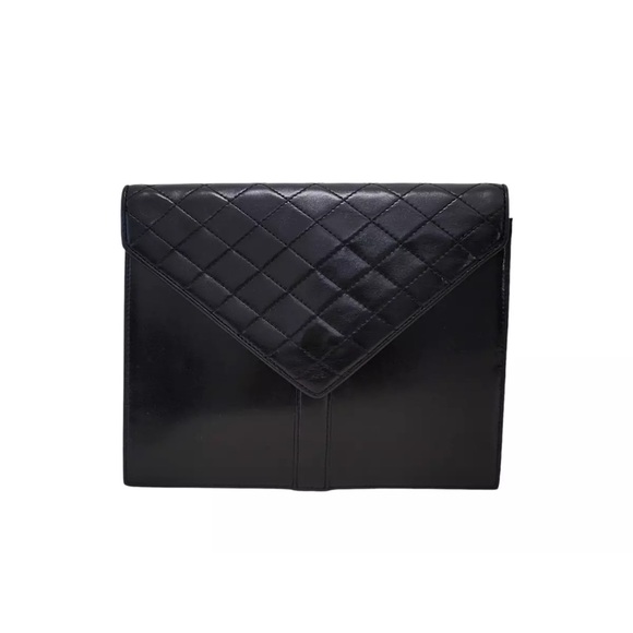 Rare YSL Yves Saint Laurent Black Leather Clutch - Picture 1 of 12